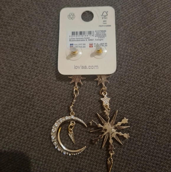 Lovisa moon and stars gold diamanté Earings - Picture 3 of 3